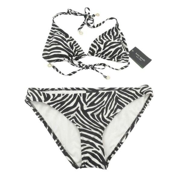 NWT Kate Spade Zebra Print Triangle Bikini Two Piece Swimsuit Women’s Size Large - Picture 4 of 11